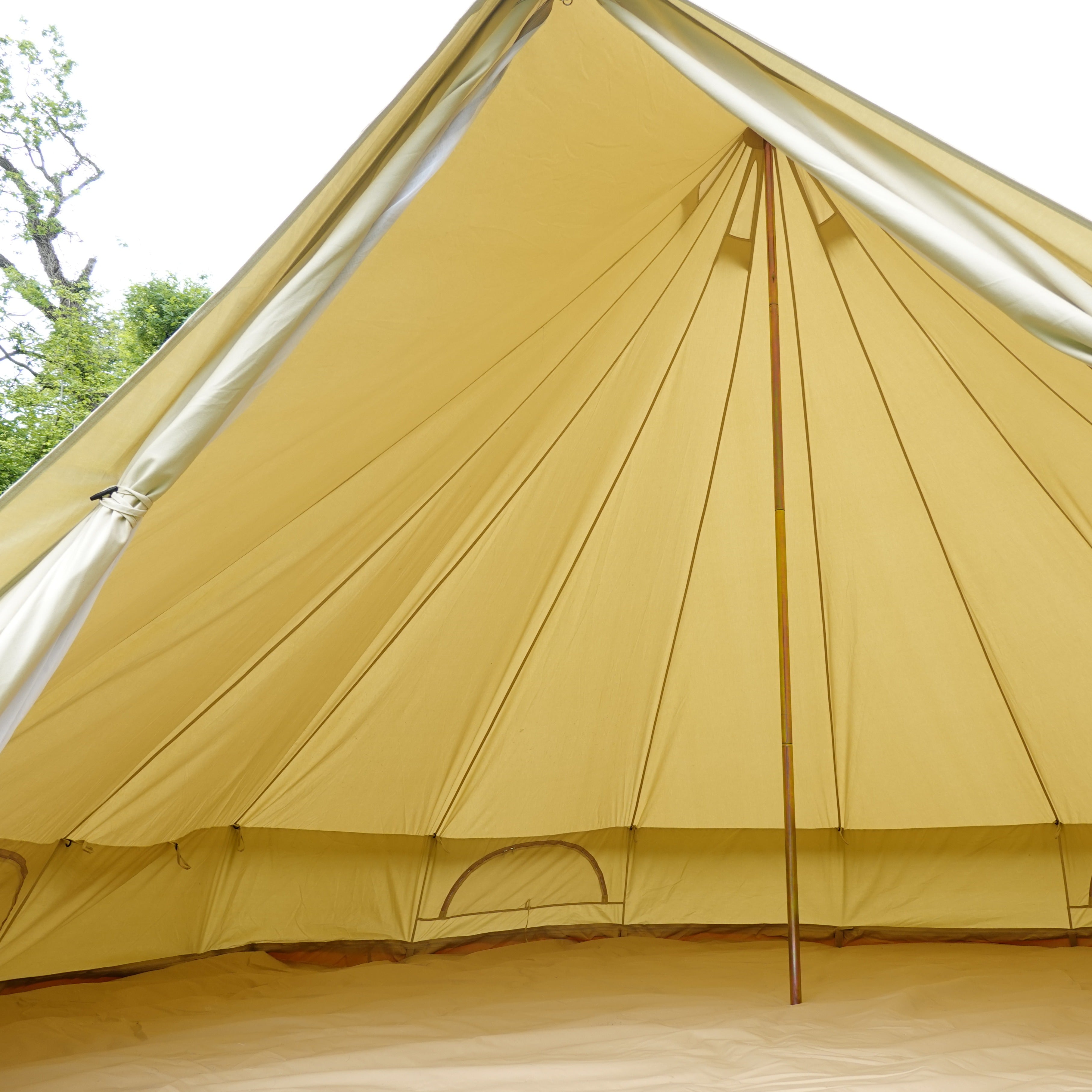 The inside of a bell tent